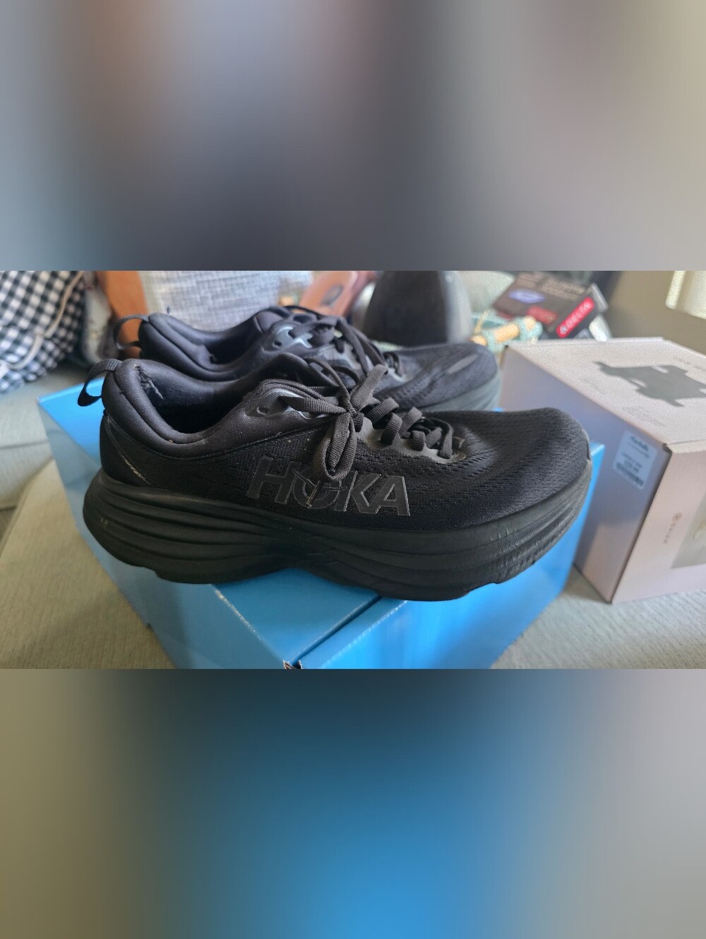 Hoka Woman's All-Black Cushioned Running Sneakers